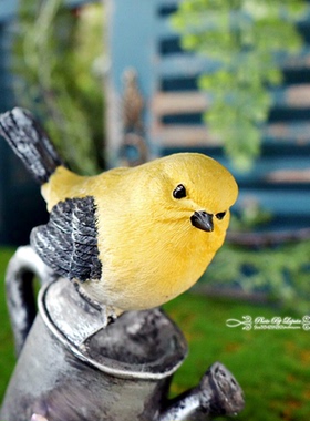 雀之灵。外贸田园乡村森林系复古做旧仿真小鸟摆件花园可爱装饰