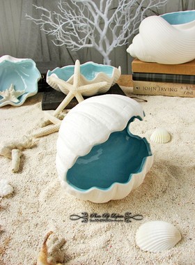 地中海风贝壳珍珠蚌婚礼装饰摆件