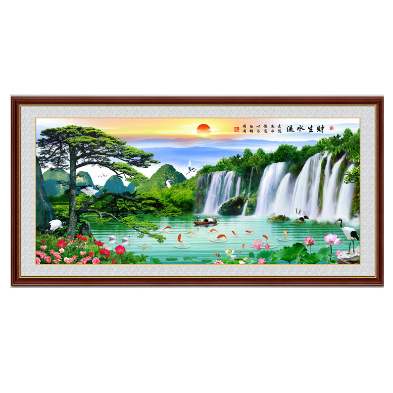 迎客松壁画自粘墙纸客厅挂画装饰画风景画年画沙发背景墙山水画,淘宝优惠券,粉丝福利购,淘宝优惠卷