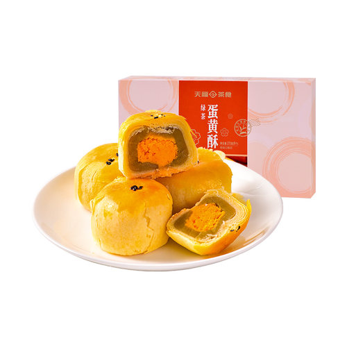 天福茗茶 绿茶蛋黄酥 松软丝甜  特色风味糕点 休闲零食270G装 - 图3