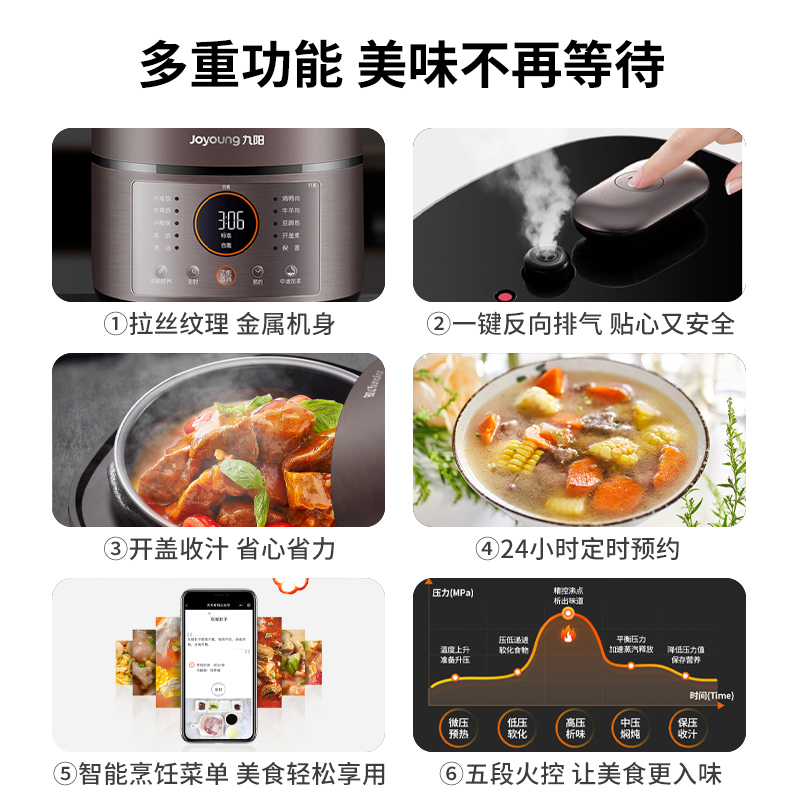 九阳合千润专卖店九阳电压力锅家用智能6L高压饭煲1双胆23-4正品5-6-8人0