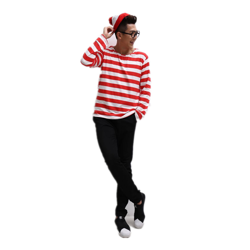 亲子装cos英国漫画Where's Wally costume聪明的沃里欧美演出服装-图0