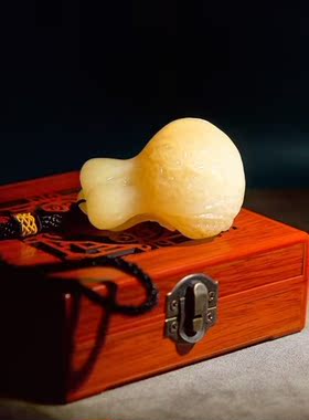 天然黄玉阿富汗手把件白菜