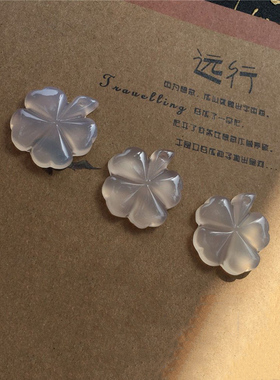 白玉髓四叶草吊坠男女玛瑙幸运草