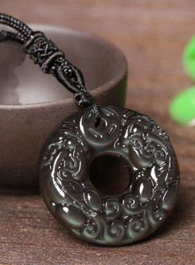 情侣黑曜石双貔貅平安扣