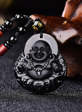 情侣黑曜石观音佛像吊坠