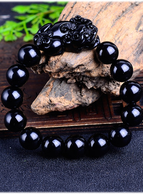 黑曜石招财日韩风潮流貔貅手链