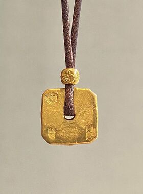 黄金色小方块福禄寿禧吊坠女2025新款金色编织项链礼物送女友