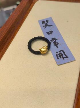 简约个性hello超Q黑绳kitty猫小戒指简约流行复古编织绳凯蒂猫指