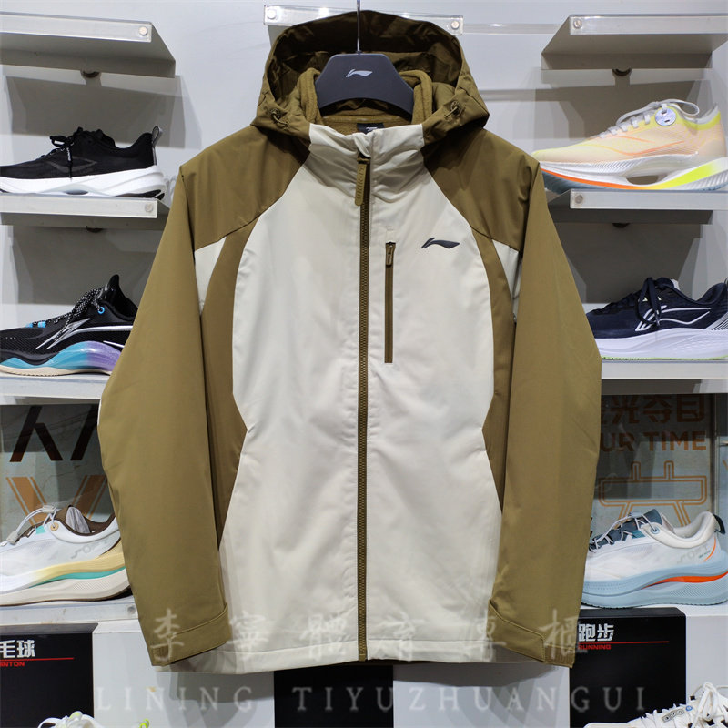 李宁2024冬季新款男子外套健身户外加绒三合一运动风衣 AWBU009 - 图3