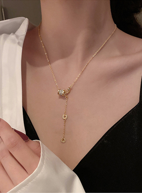 女不掉色不过敏项链锁骨链毛衣链