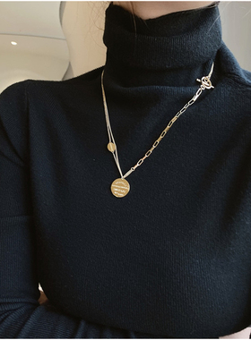 项链女秋冬高级感字母链条2024新款毛衣链长款百搭网红配饰品潮