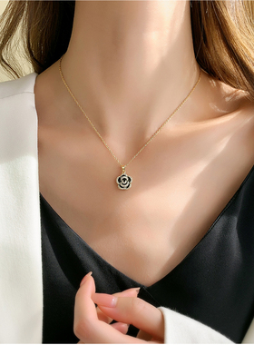 山茶花项链女小众短款高级冷淡风