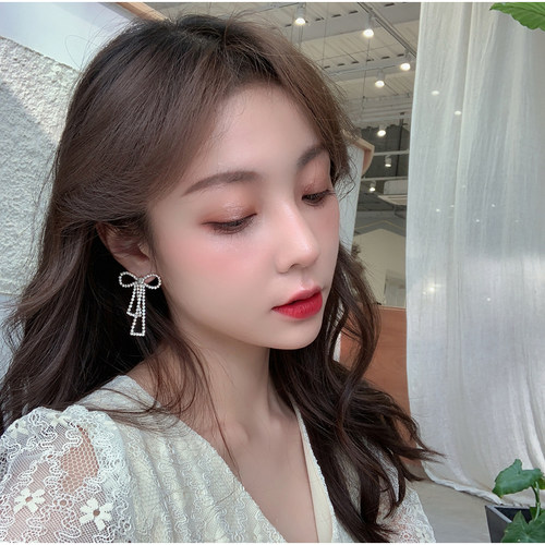 防过敏 925纯银针蝴蝶结耳环女韩国气质百搭耳钉新款可爱仙气耳饰 - 图1