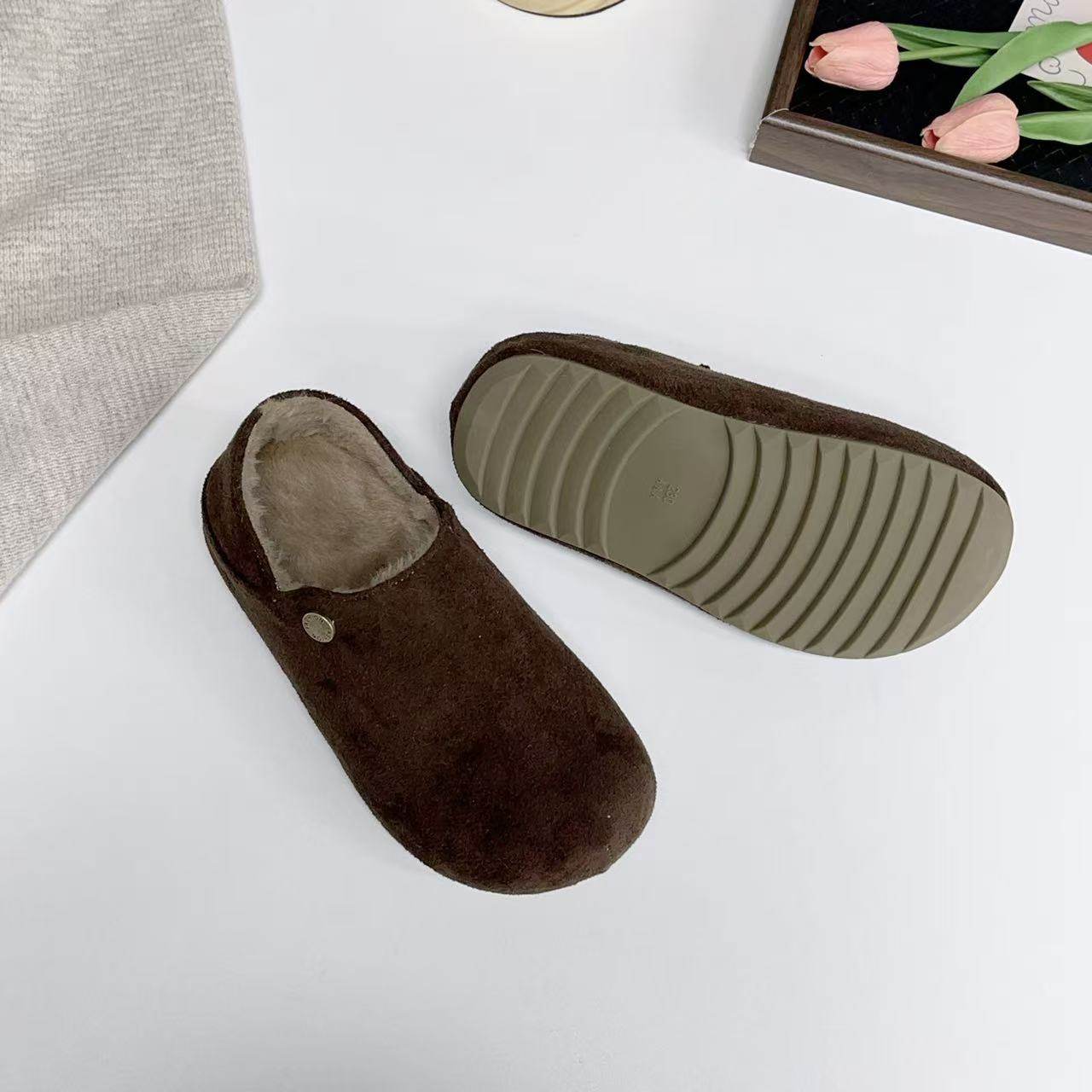 毛绒勃肯鞋女加绒两穿半拖鞋内增高厚底一脚蹬懒人鞋,淘宝优惠券,粉丝福利购,淘宝优惠卷