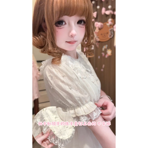 果冻少女原创Lolita【春日甜品】纯棉洛丽塔女可爱甜美短袖内搭 - 图0
