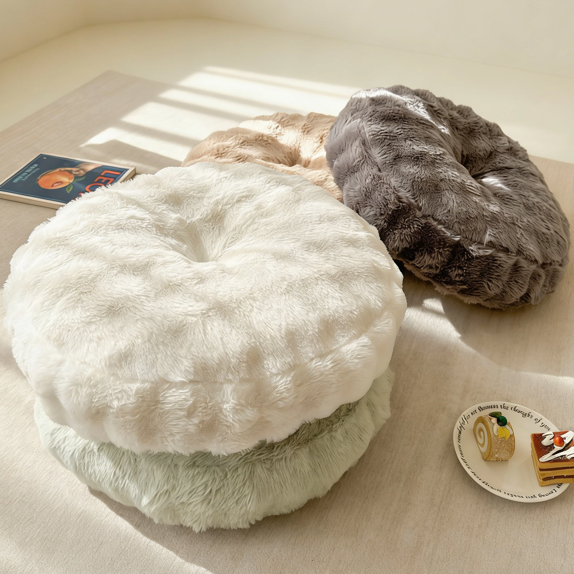 兔毛绒蒲团坐墩客厅懒人沙发简约ins地上坐垫看书坐垫阳台屁股垫,淘宝优惠券,粉丝福利购,淘宝优惠卷