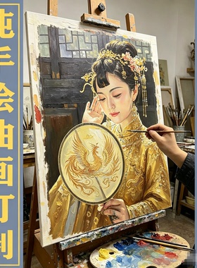 纯手绘油画定制手工画婚纱油画佛像肖像宠物风景代画来图世界名画