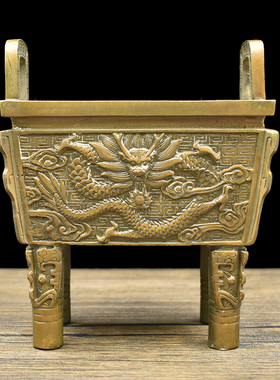 铜鼎香炉四方鼎办公室客厅摆件