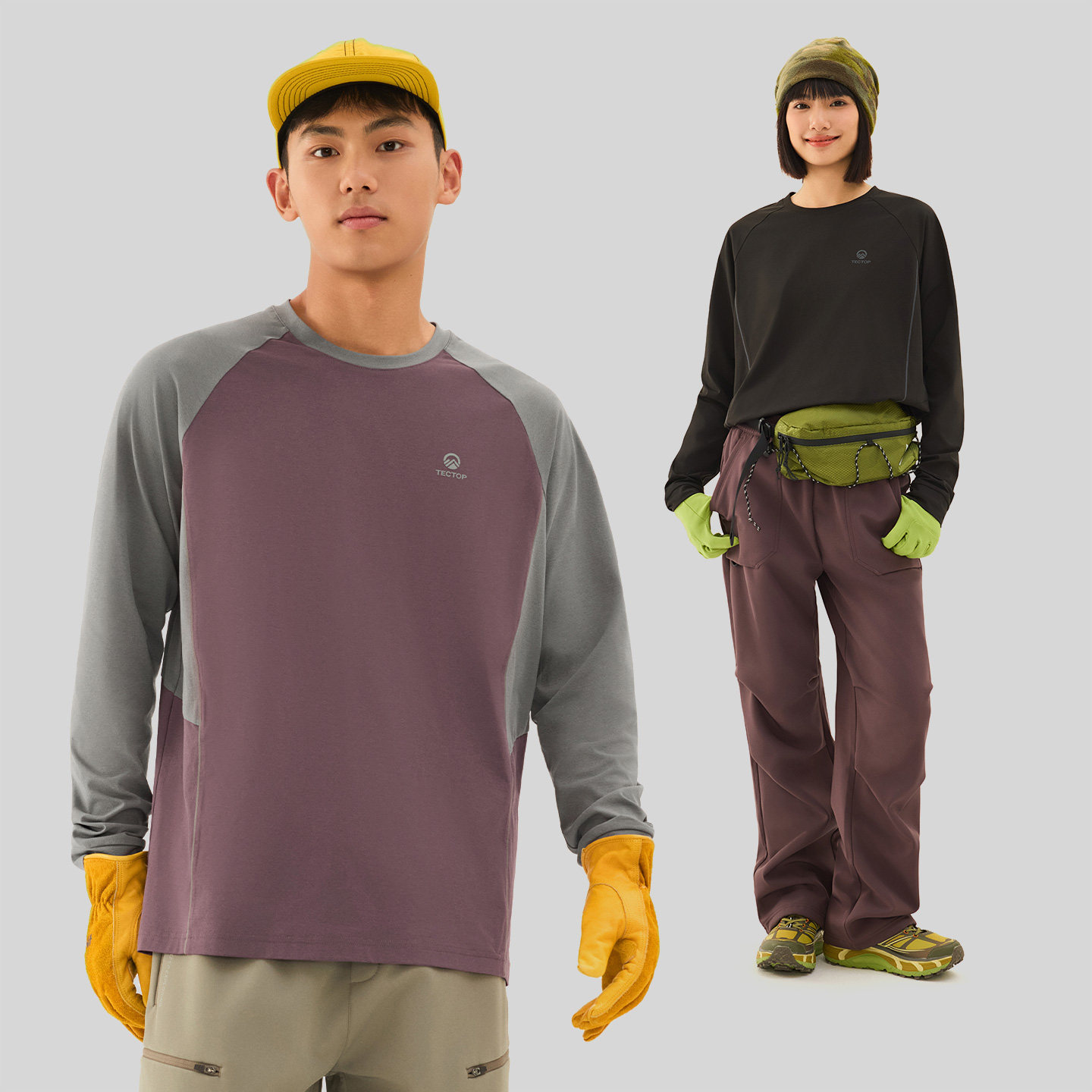 TECTOP/探拓户外速干长袖T恤男女拼色透气徒步登山打底衫运动上衣,淘宝优惠券,粉丝福利购,淘宝优惠卷