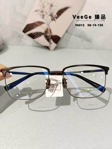 VeeGe臻品纯钛眉毛眼镜V格精品镜架近视镜架商务方形男款V-96012 - 图3