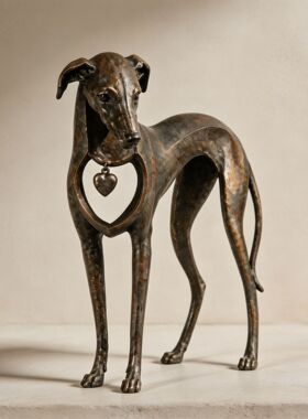 爱心腊肠犬雕像桌面装饰品