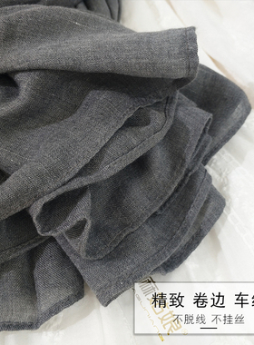 深灰色纯色棉麻围巾女秋冬大披肩