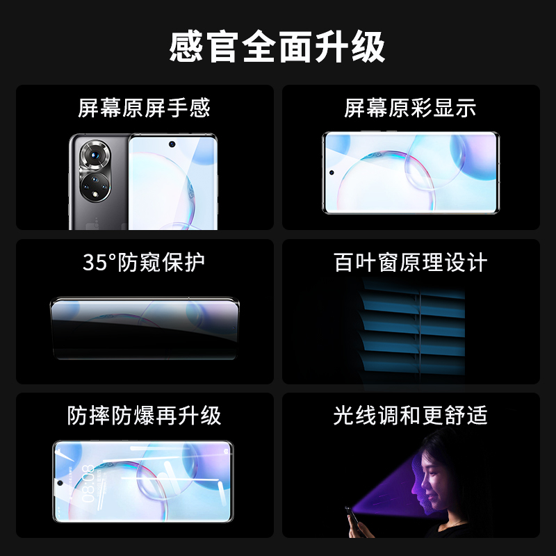 carkoci旗舰店【品牌认证】适用荣耀50防窥钢化膜60pro手机膜60防偷窥膜50pro全屏覆盖pro曲面60保护防窥膜honor全包华为贴2