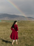 Осенняя кукла, платье, красный наряд маленькой принцессы, длинная юбка