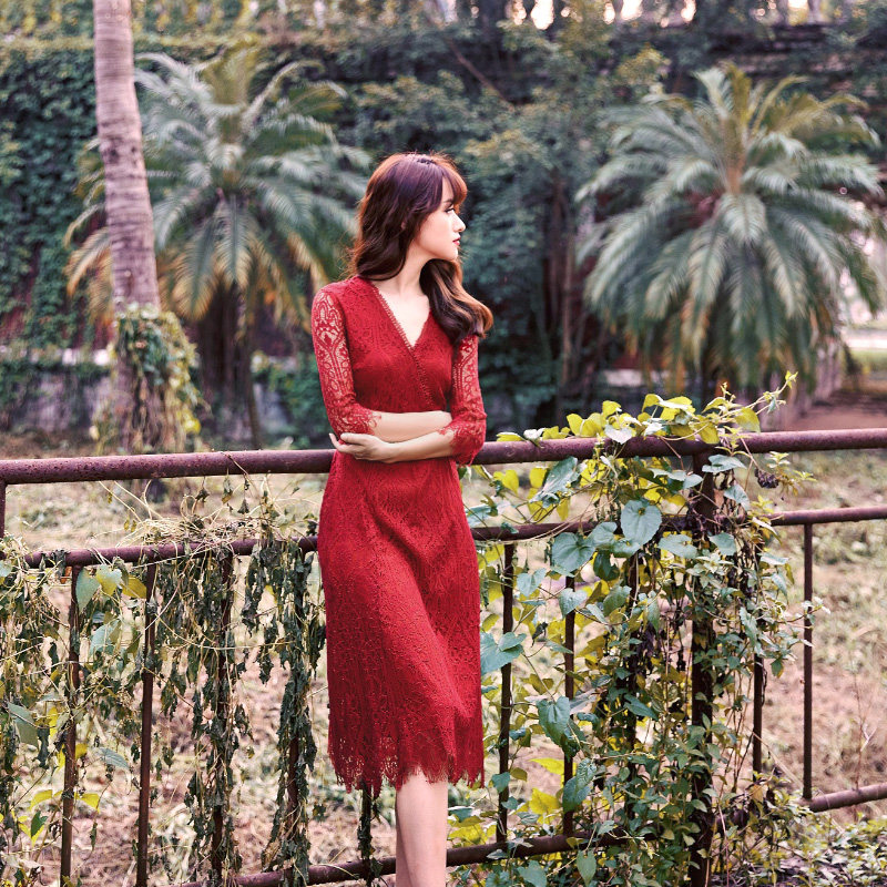 仙女外出蕾丝连衣裙新娘回门沙滩裙 魅影仙女连衣裙