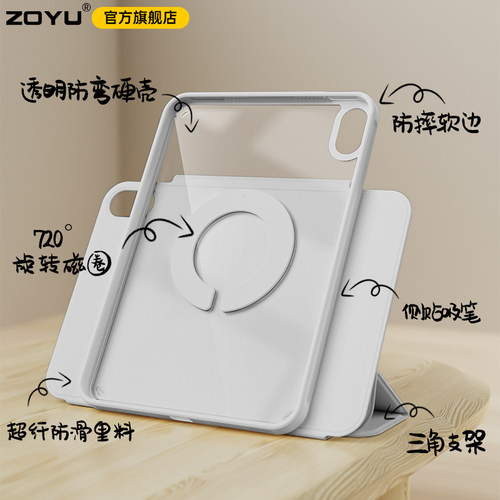 2025新款mini7保护壳720°旋转支架y型Air7保护套磁吸air6拆分air5苹果iPad11寸平板pro13防摔弯10透明4轻薄9 - 图0