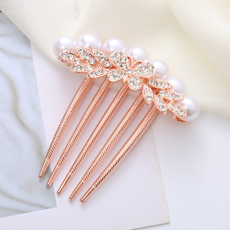 盘发头饰五爪发梳合金仿珍珠镶钻插梳百搭防滑发卡发簪头花发夹子,淘宝优惠券,粉丝福利购,淘宝优惠卷