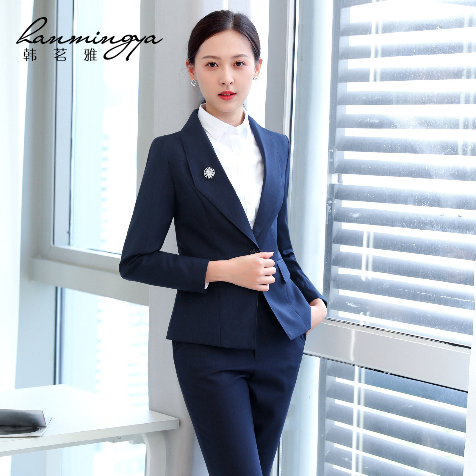 韩茗雅女士高端羊毛商务小西装总裁 韩茗雅服饰职业女裤套装