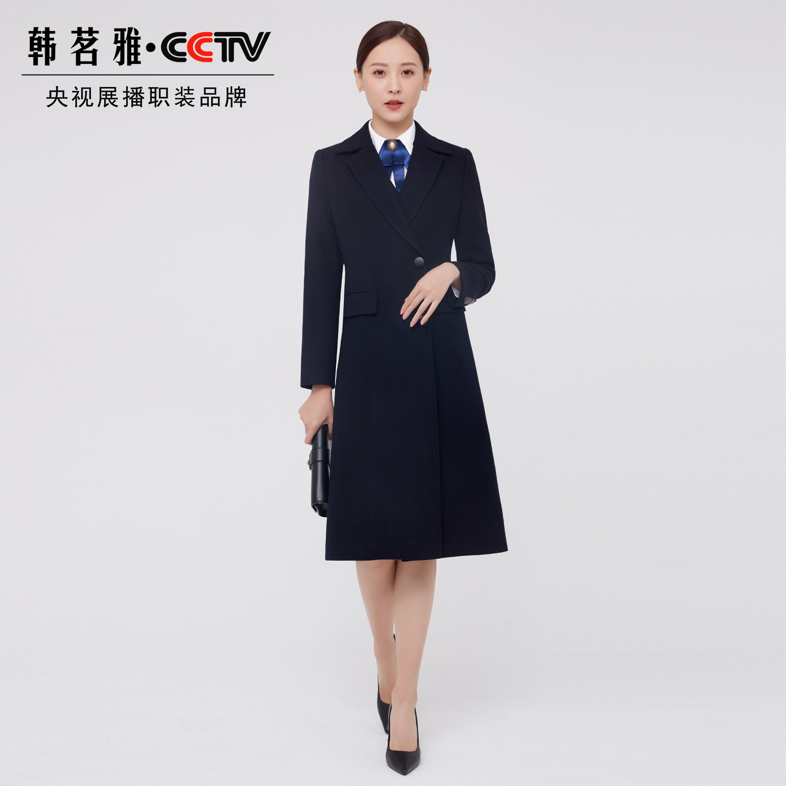 韩茗雅职业毛呢外套女冬中长款工装 韩茗雅服饰毛呢外套