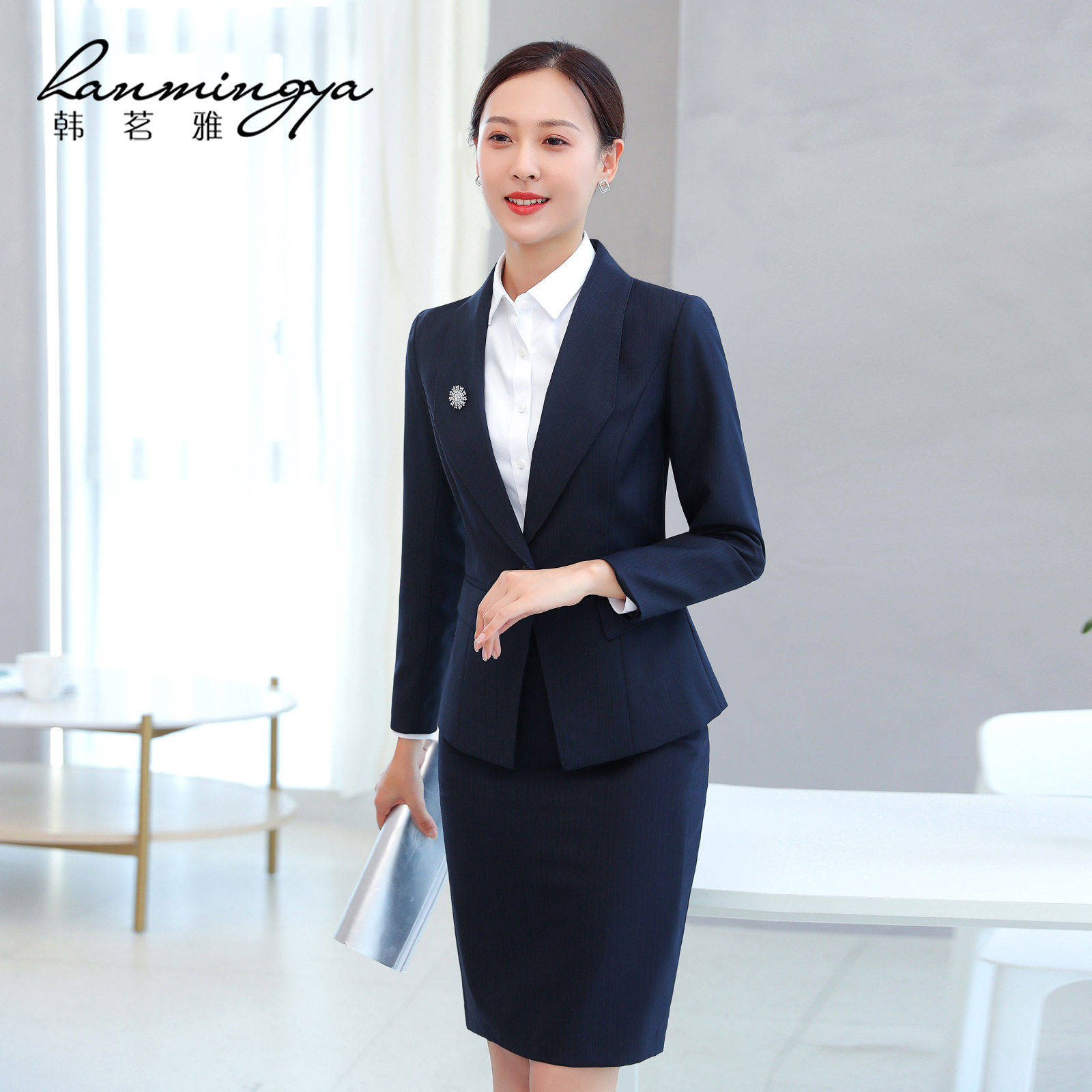 韩茗雅女士高端羊毛商务小西装总裁 韩茗雅服饰职业女裤套装