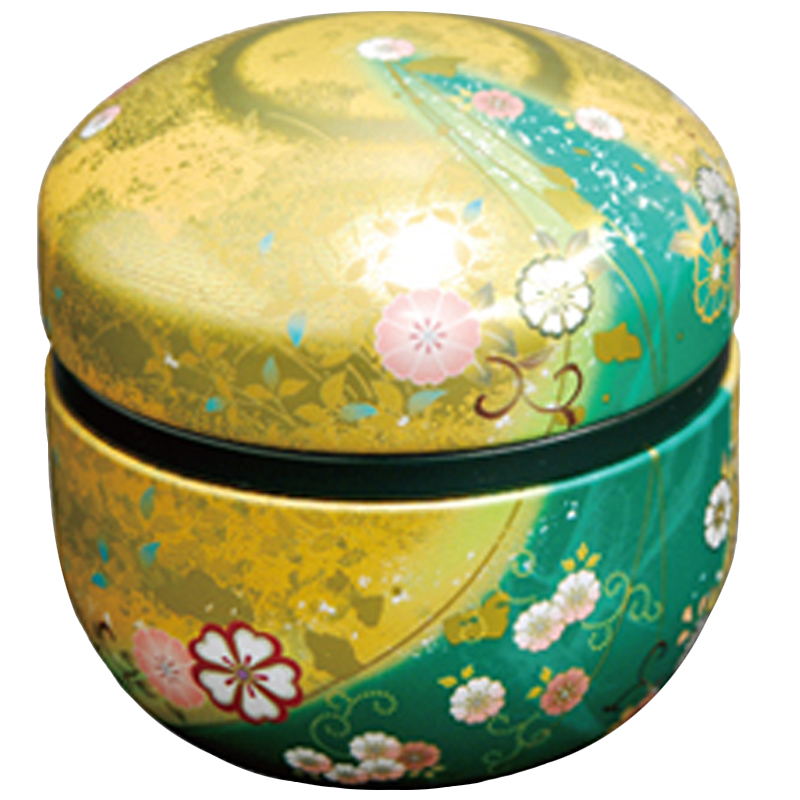 现货包邮日本进口花吹雪茶叶罐马口铁密封茶罐日式金属储物咖啡罐-图3