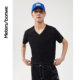 Metersbonwe V-neck men's T-shirt slim fit white summer