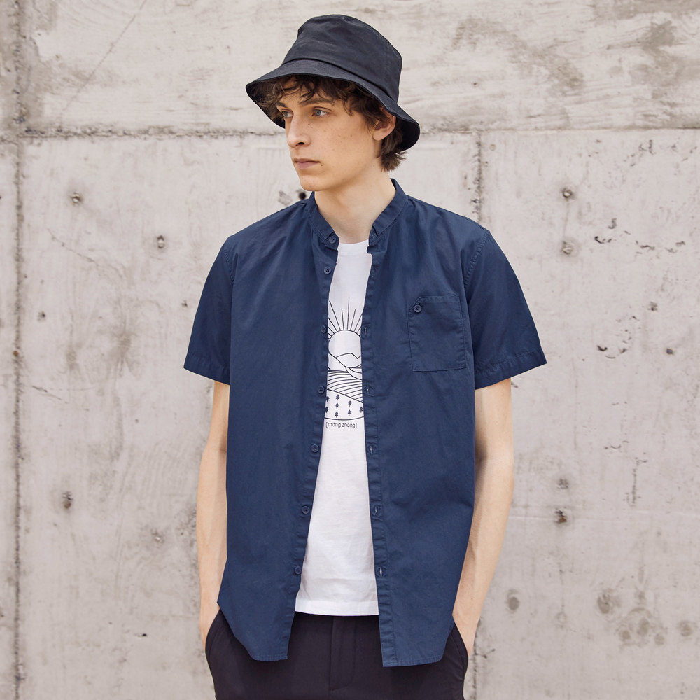 美特斯邦威短袖纯色男生休闲衬衫 美特斯邦威店衬衫