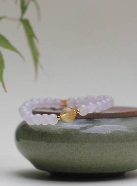 S925银转运珠粉水晶手串女款