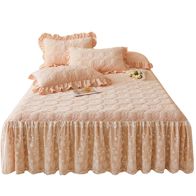 冬季牛奶婴儿绒夹棉床裙单件蕾丝边1.5米1.8x2.0冬天床罩珊瑚绒毛,淘宝优惠券,粉丝福利购,淘宝优惠卷