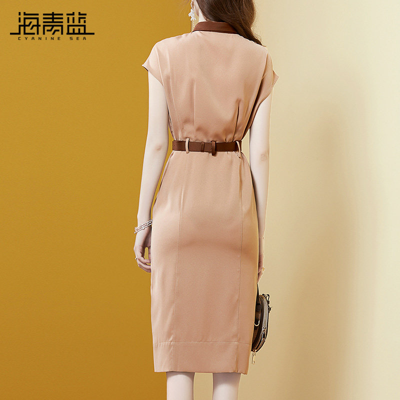 海青蓝通勤连衣裙2020夏季包臀裙子 海青蓝连衣裙