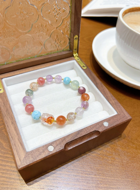 天然海纹石红纹石金草莓超七紫云母玻利维亚紫水晶手串多宝貔貅链