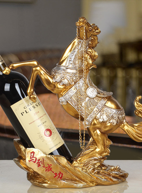 马拉车红酒架客厅装饰摆件