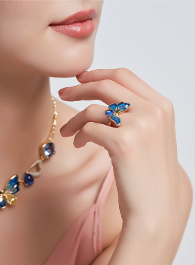 Fellala/翡拉拉「游园惊梦」系列时尚个性蝴蝶戒指简约可爱指环