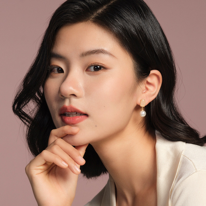 fellala翡拉拉玉石女复古简约耳环 fellala翡拉拉耳环