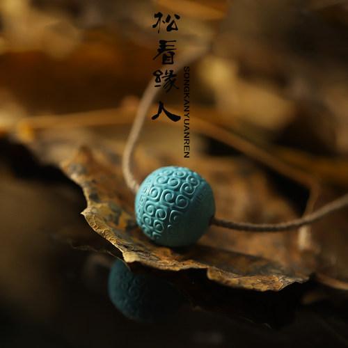 高瓷优化绿松石配珠108文玩手串散珠diy回纹珠手链配饰老型雕刻件 - 图1
