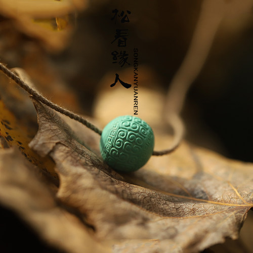 高瓷优化绿松石配珠108文玩手串散珠diy回纹珠手链配饰老型雕刻件 - 图0