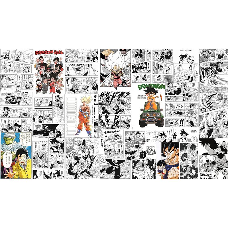 3D卡通动漫七龙珠墙纸儿童房卧室床头背景墙布幼儿园黑白漫画壁纸