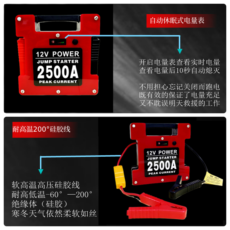 潘硕汽车应急启动电源12V搭电宝电瓶打火神器车载大容量锂电救援-图0