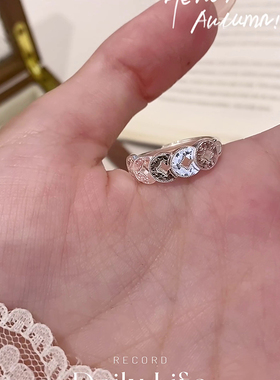 S999纯银碎冰冰钱币戒指